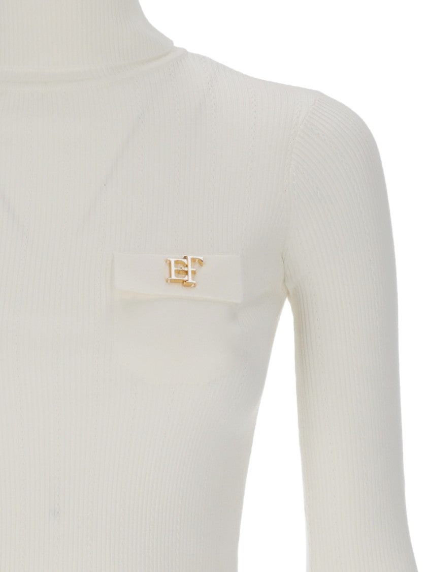 Elisabetta Franchi Fitted Long-Sleeve Knit Top With High Turtleneck