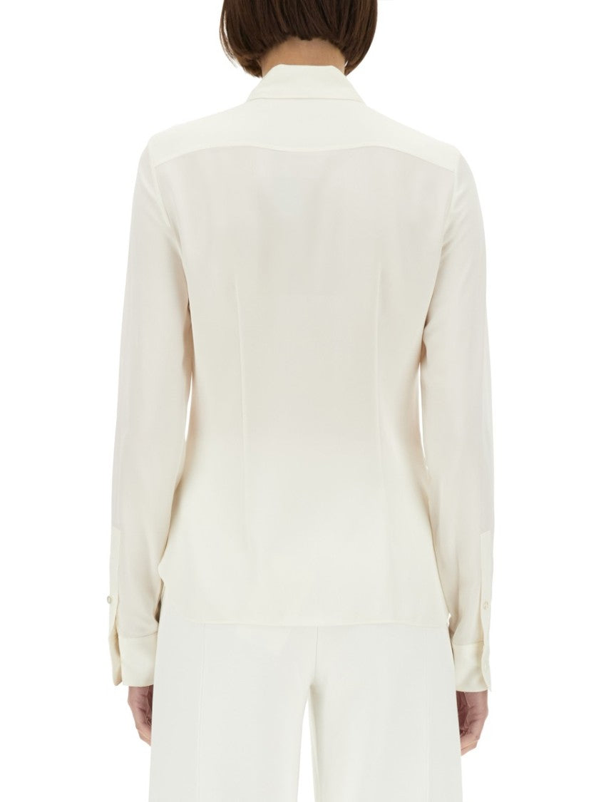 Theory Slim Fit White Silk Shirt