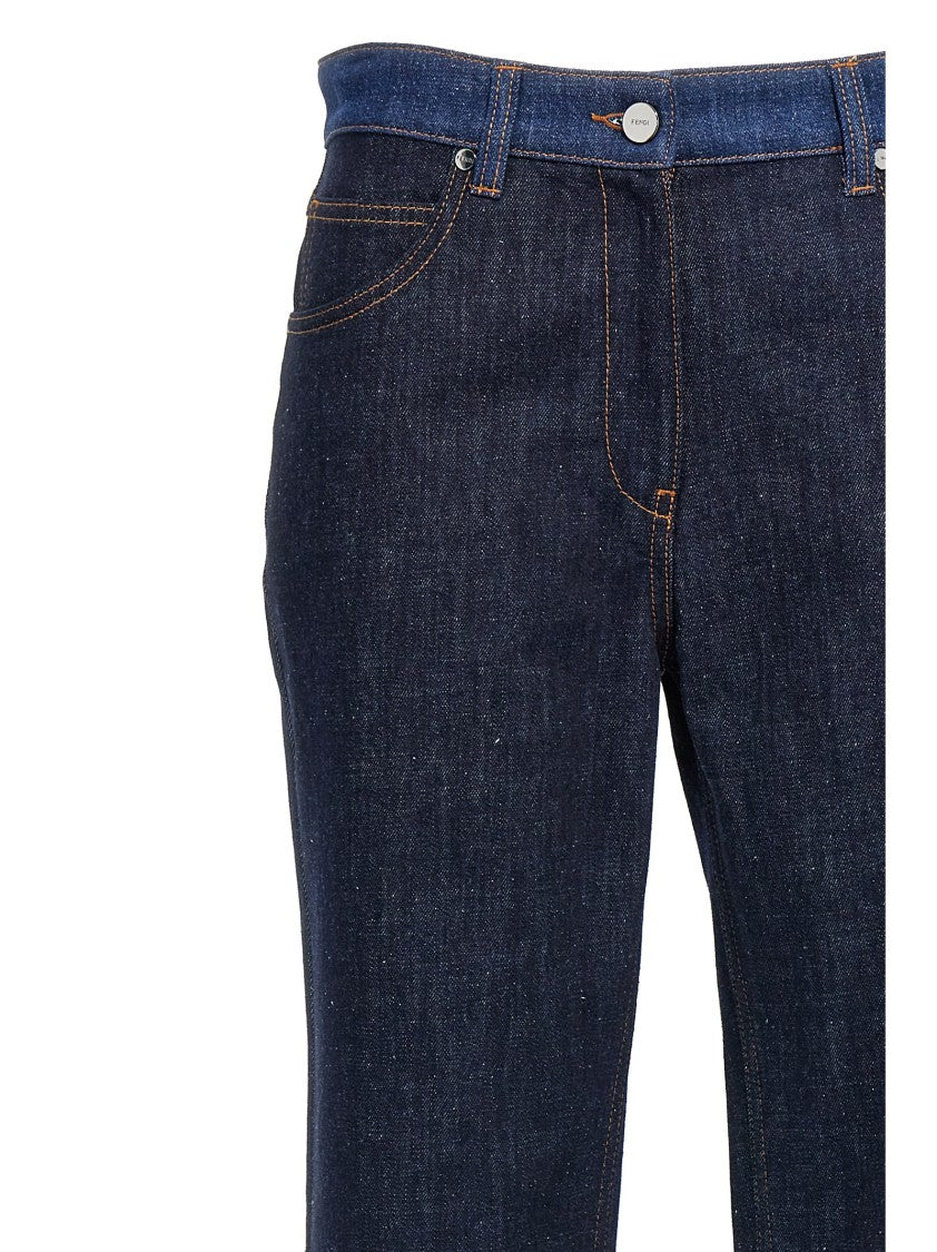 Fendi Two-Tone Cotton Denim Jeans