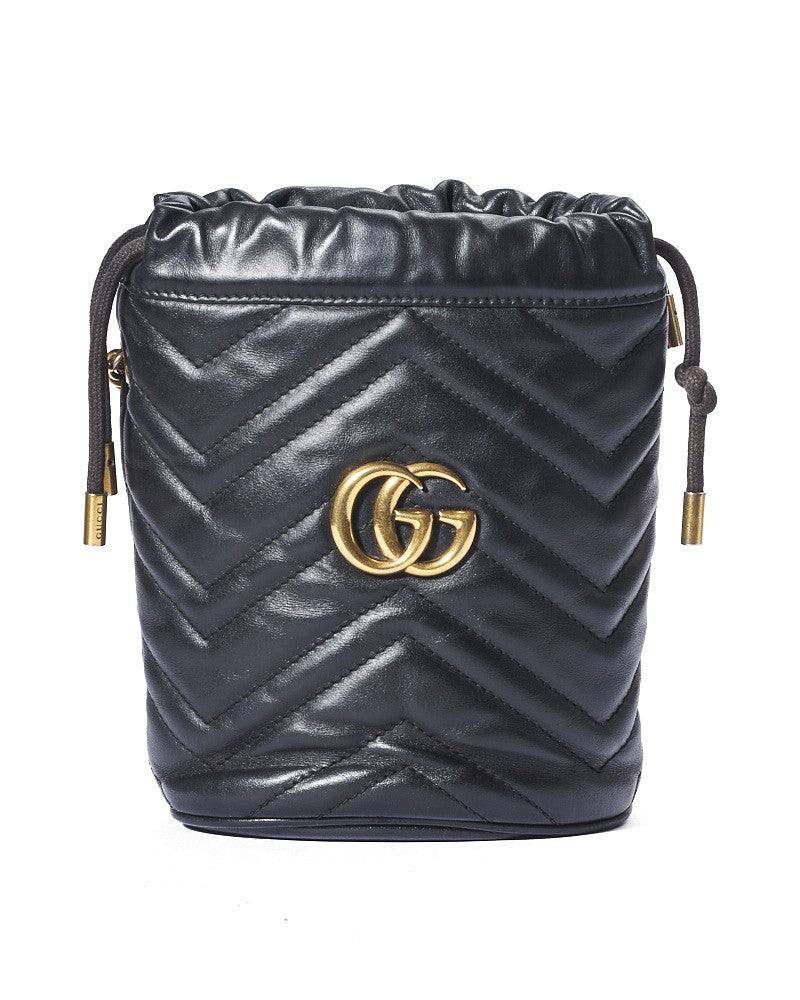Gucci Small Gg Marmont Bucket Bag In Black