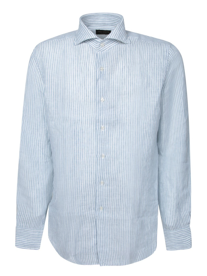 Dell'oglio Light Blue Striped Linen Shirt