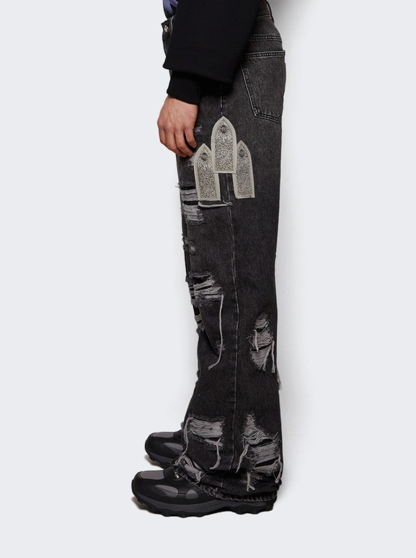 Who Decides War Side Patch Relaxation Denim Jeans - Vintage Grey