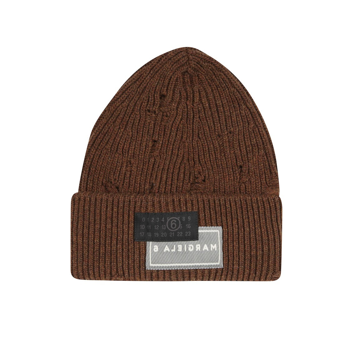 Mm6 By Maison Margiela Ribbed Knit Beanie With Distressed Details