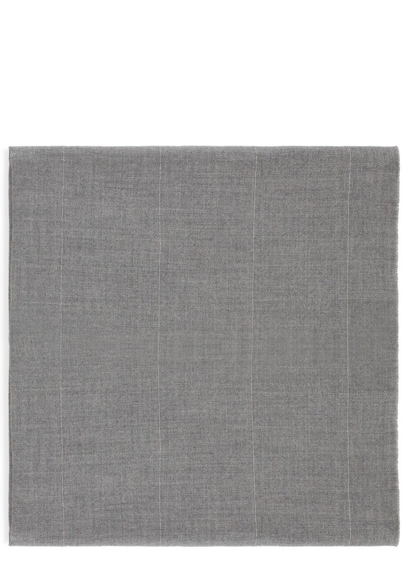 Peserico Grey Beaded Wool Scarf