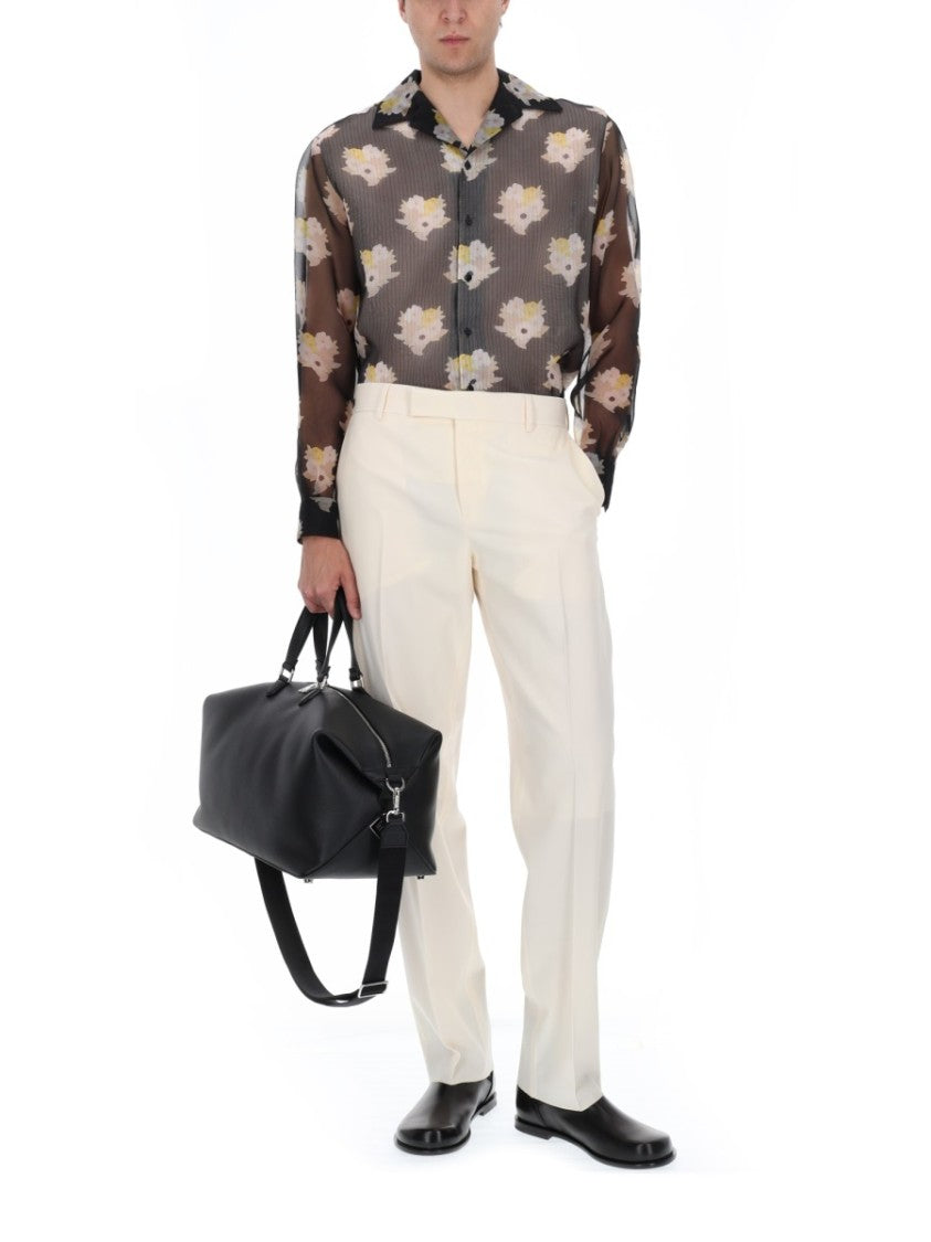 Fendi Sheer Floral Motif Oversized Silk-Cotton Shirt