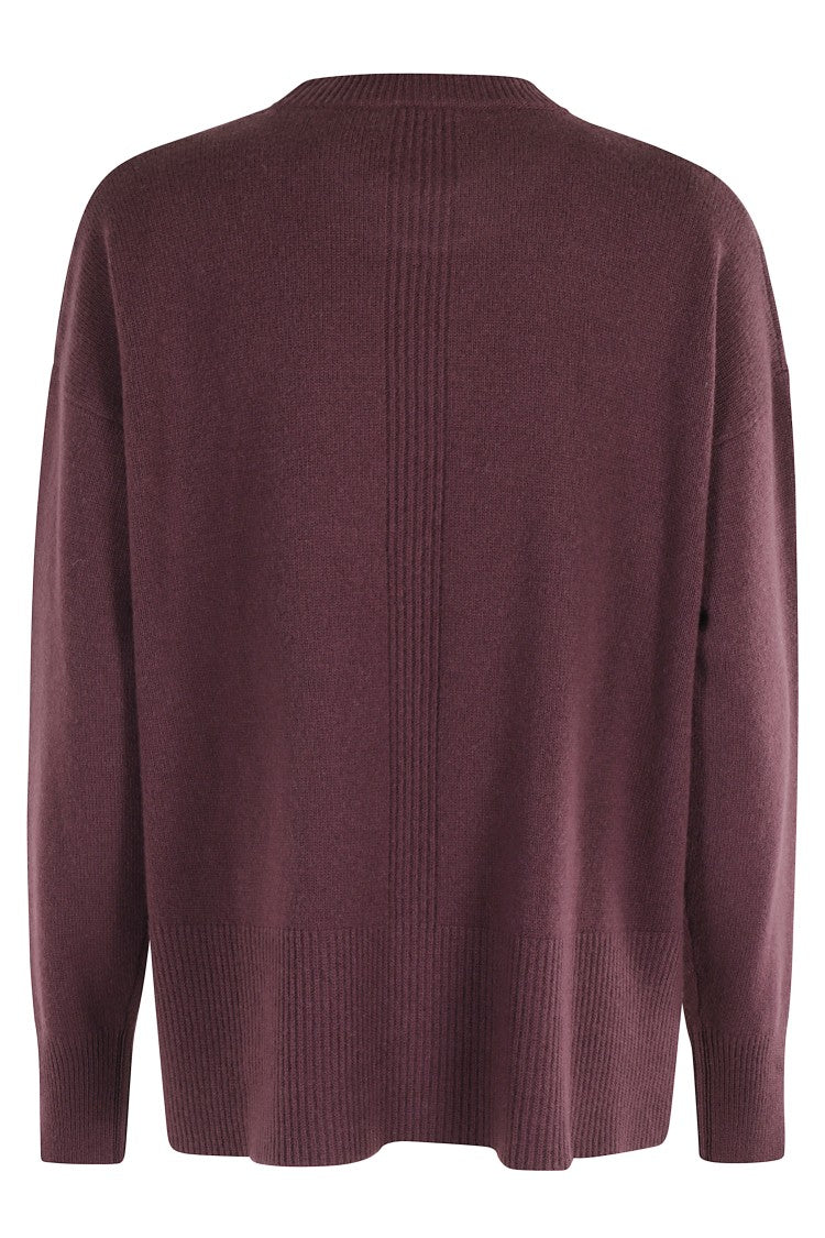 Roberto Collina Bordeaux Crew Neck Sweater With Side Slits