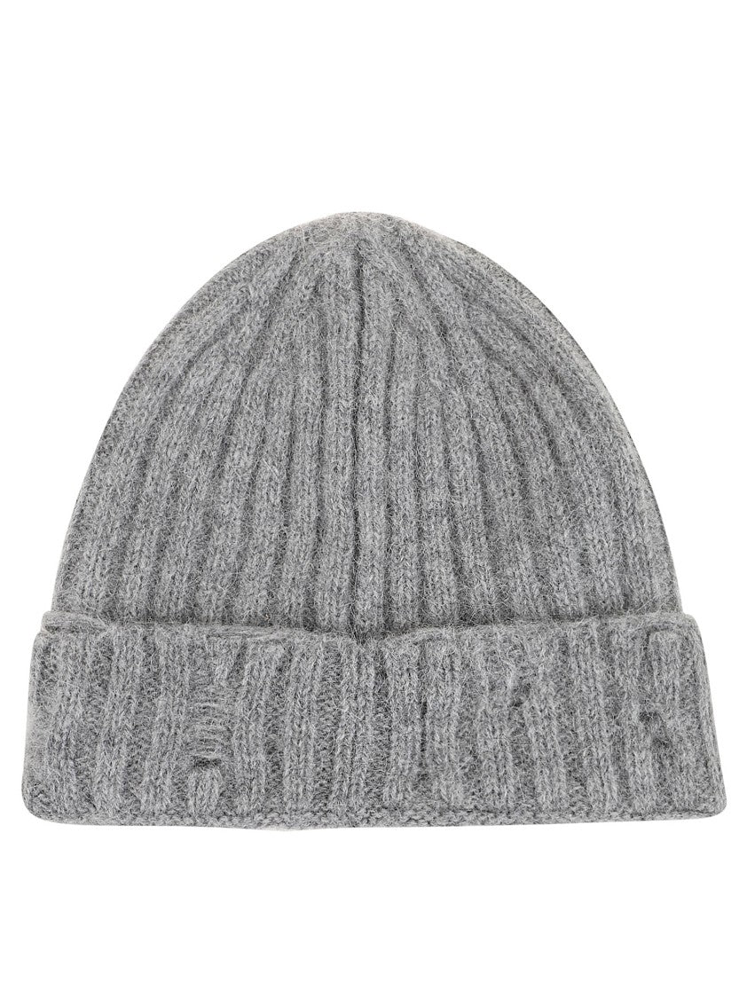 Stella Mccartney Ribbed Alpaca Beanie With Logo Patch Detail