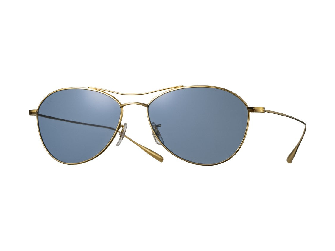 Eyevan Gold Brooks Sun Blue Lens Aviator Sunglasses