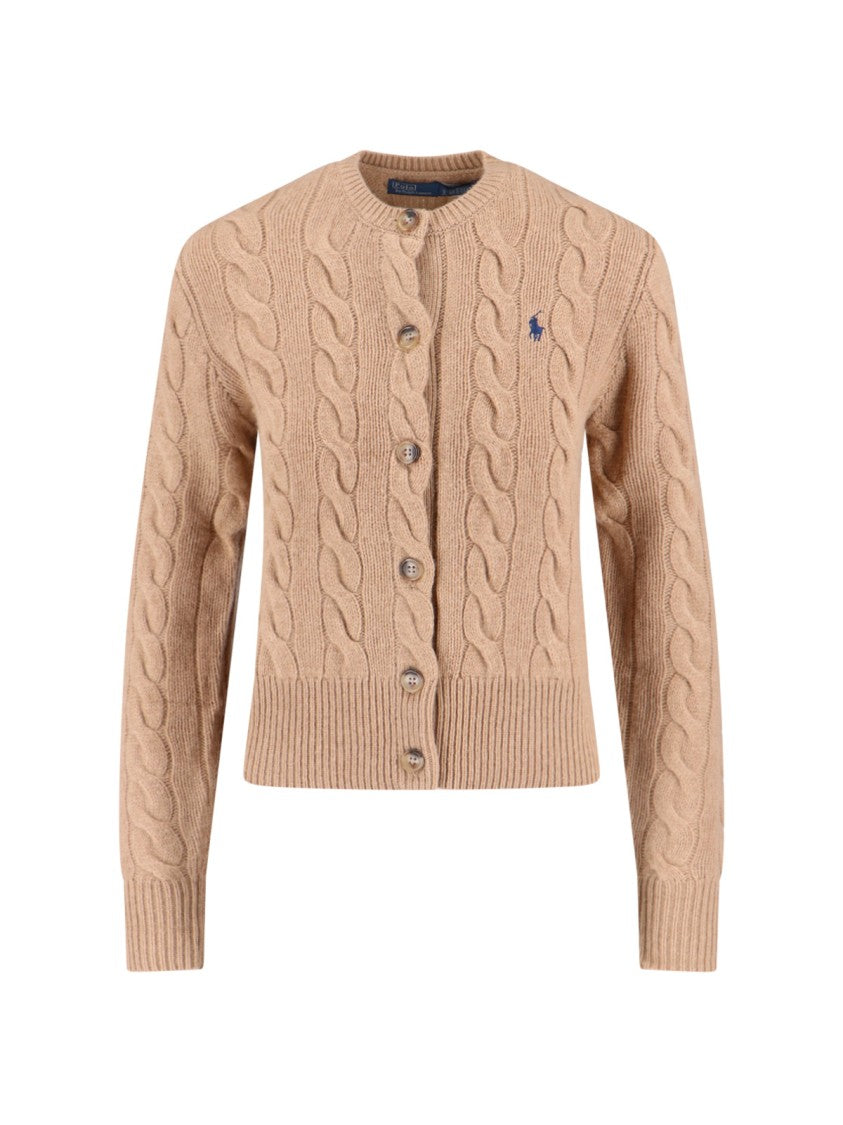 Polo Ralph Lauren Cable Knit Cardigan With Embroidered Logo Detail