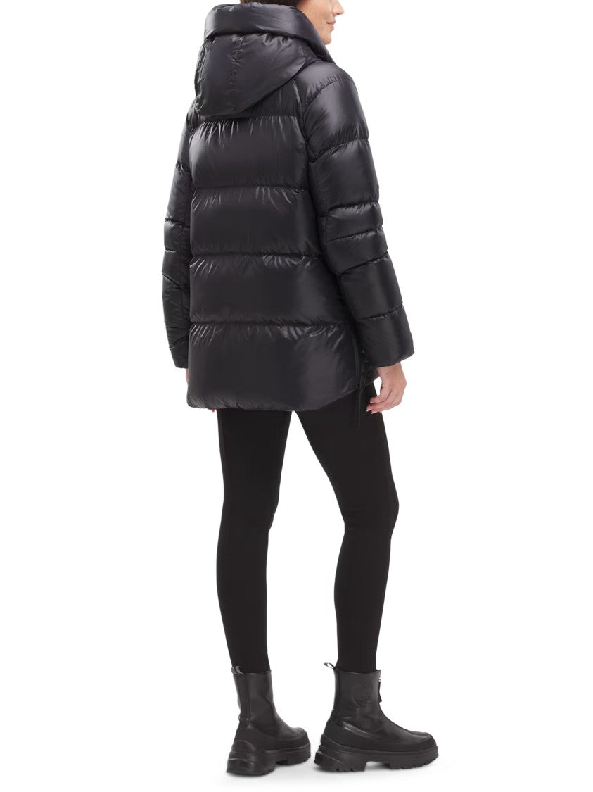 Canada Goose Cypress Puffer Glossy Quilted Black Hooded Puffer Jacket
