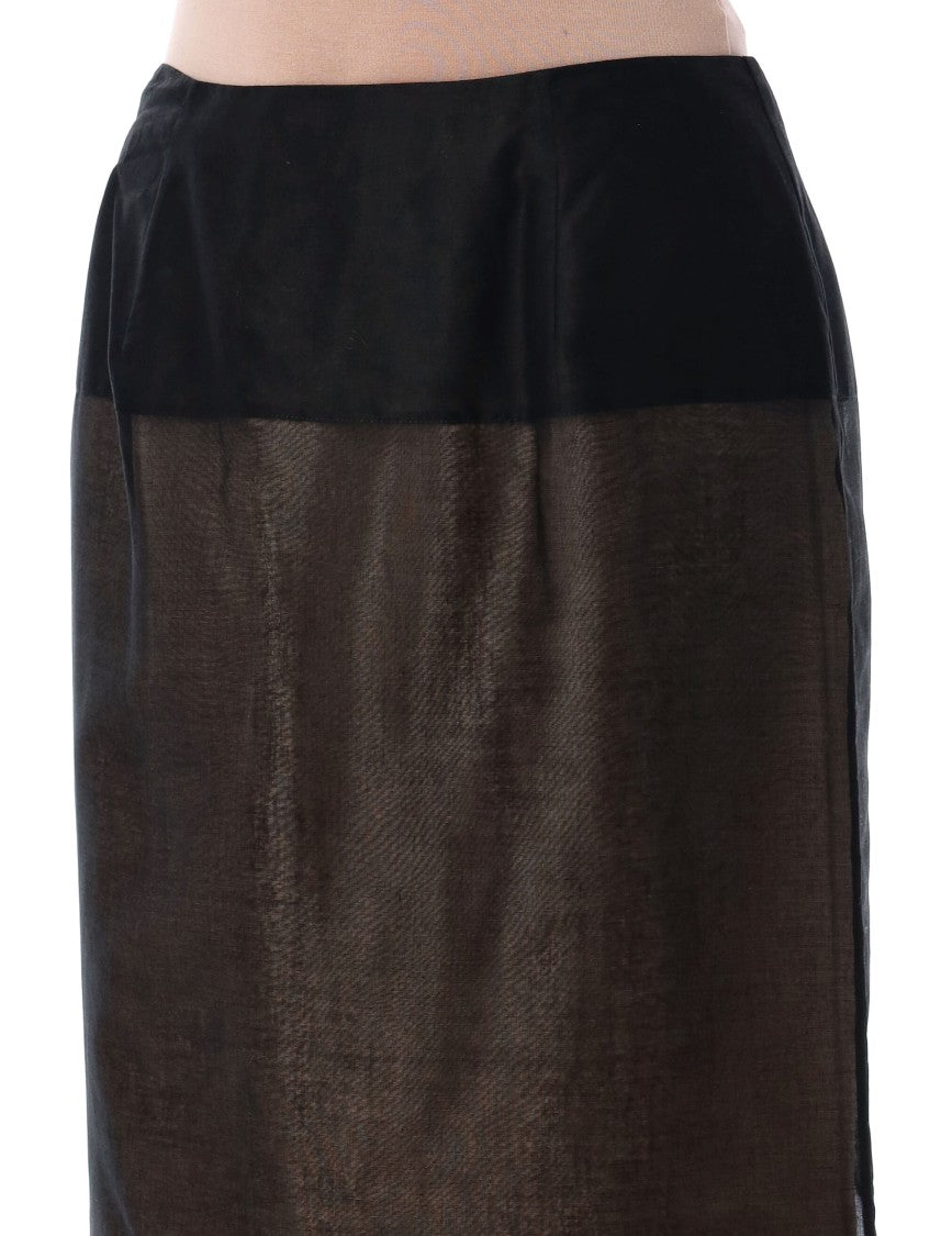 Carven Black Midi Skirt With Back Zip Closure