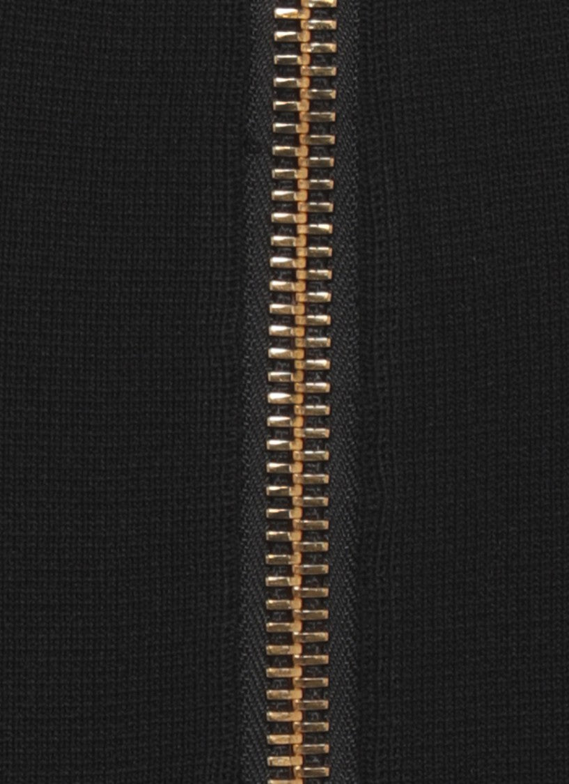 Elisabetta Franchi Fitted Black Pencil Skirt With Maxi Gold Zip Closure