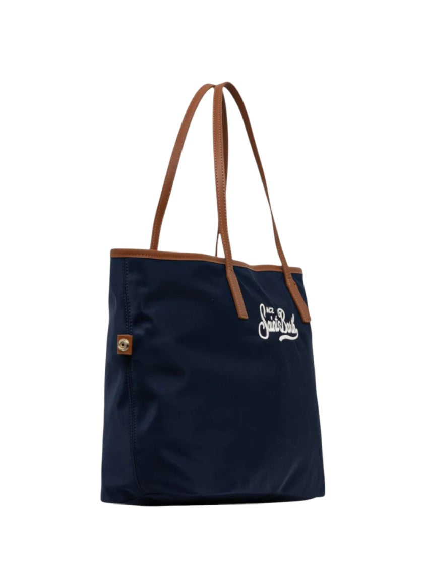 Mc2 Saint Barth City Bag Mid Nylon With Zip Closure And Embroidered Logo