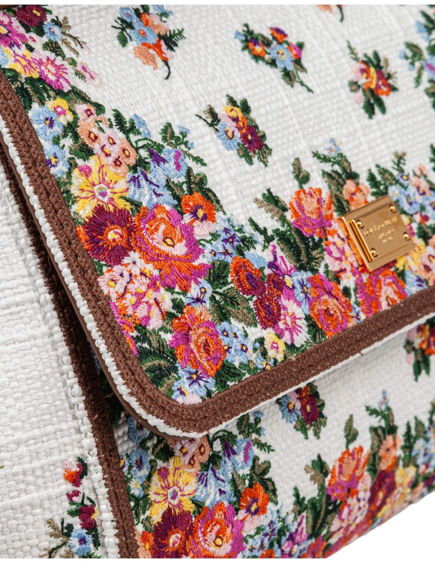 Dolce & Gabbana Small Sicily Leather & Embroidered Bag
