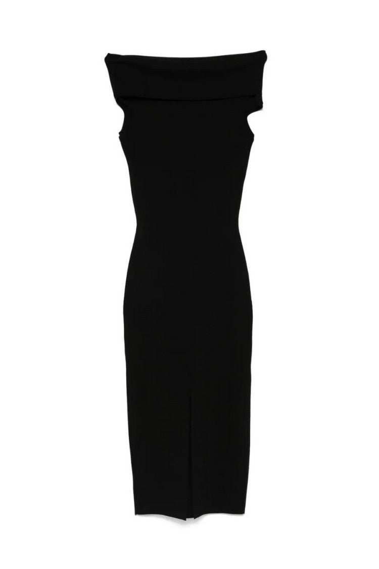 Michael Kors Off-The-Shoulder Black Midi Dress