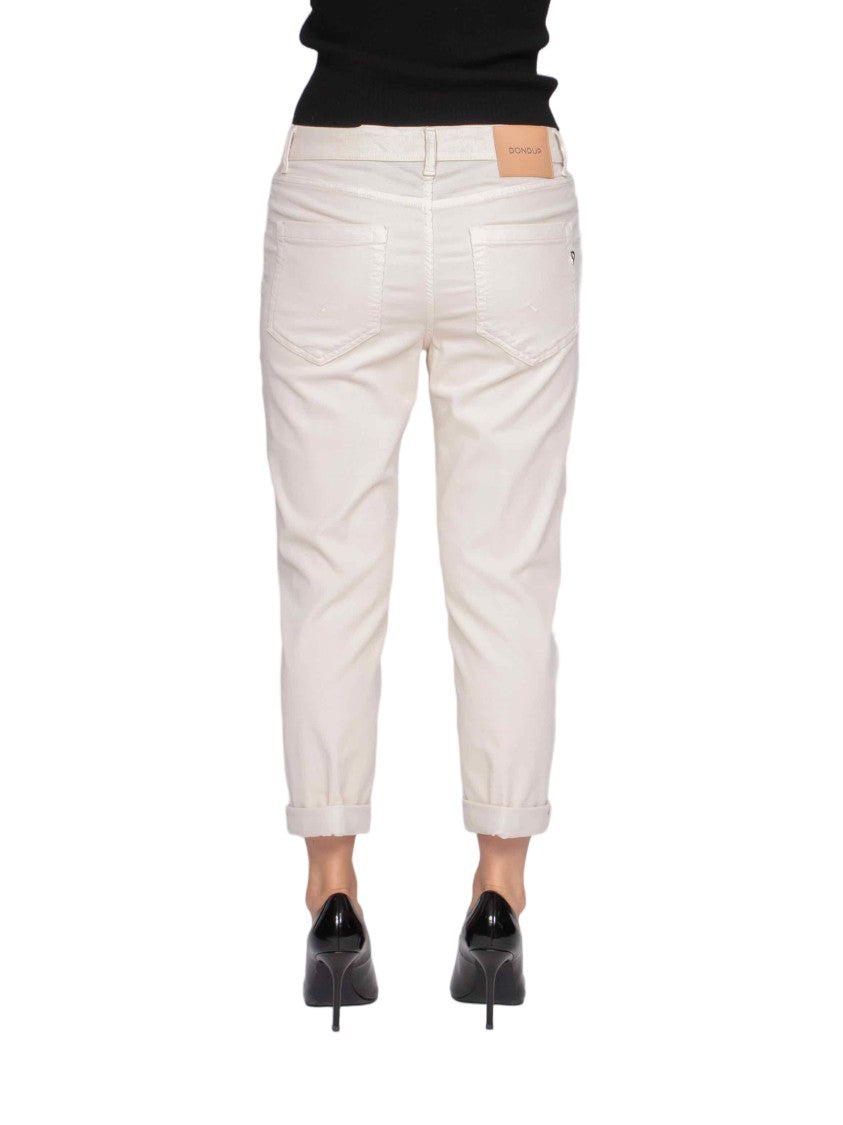 Dondup High-Rise Straight-Leg Pants With Cuffed Hem And Leather Patch Detail