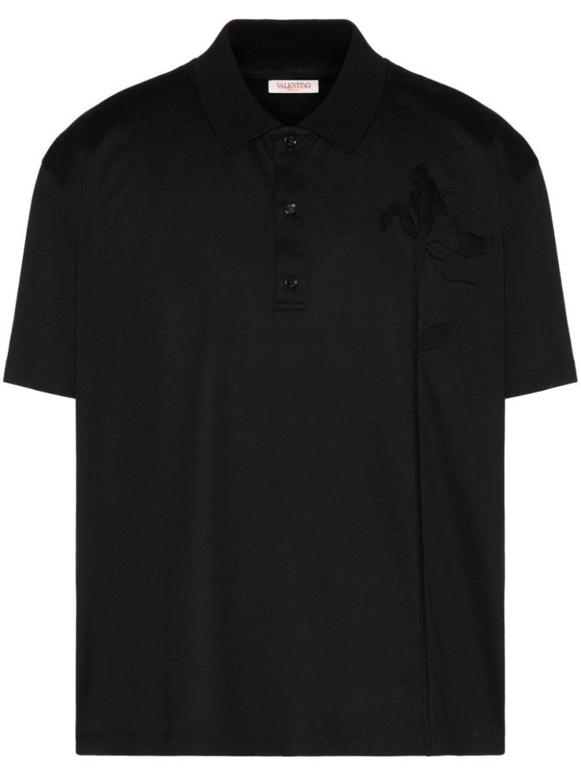 Valentino Garavani Black Cotton Polo Shirt