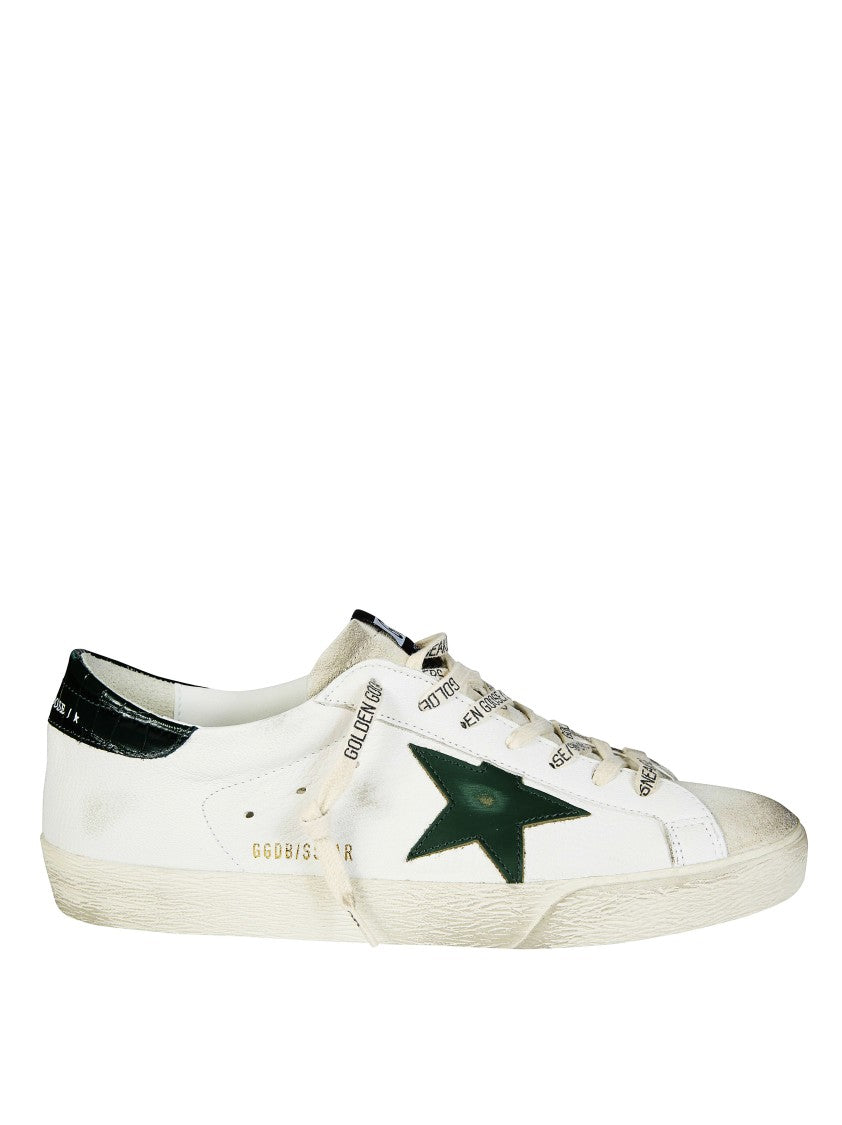 Golden Goose White Leather Green Star Sneakers