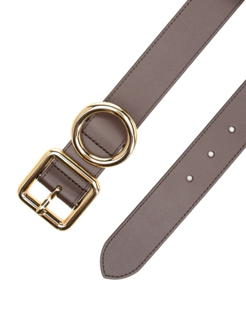 Jacquemus Brown Calfskin Belt With Polished Gold-Tone Accents