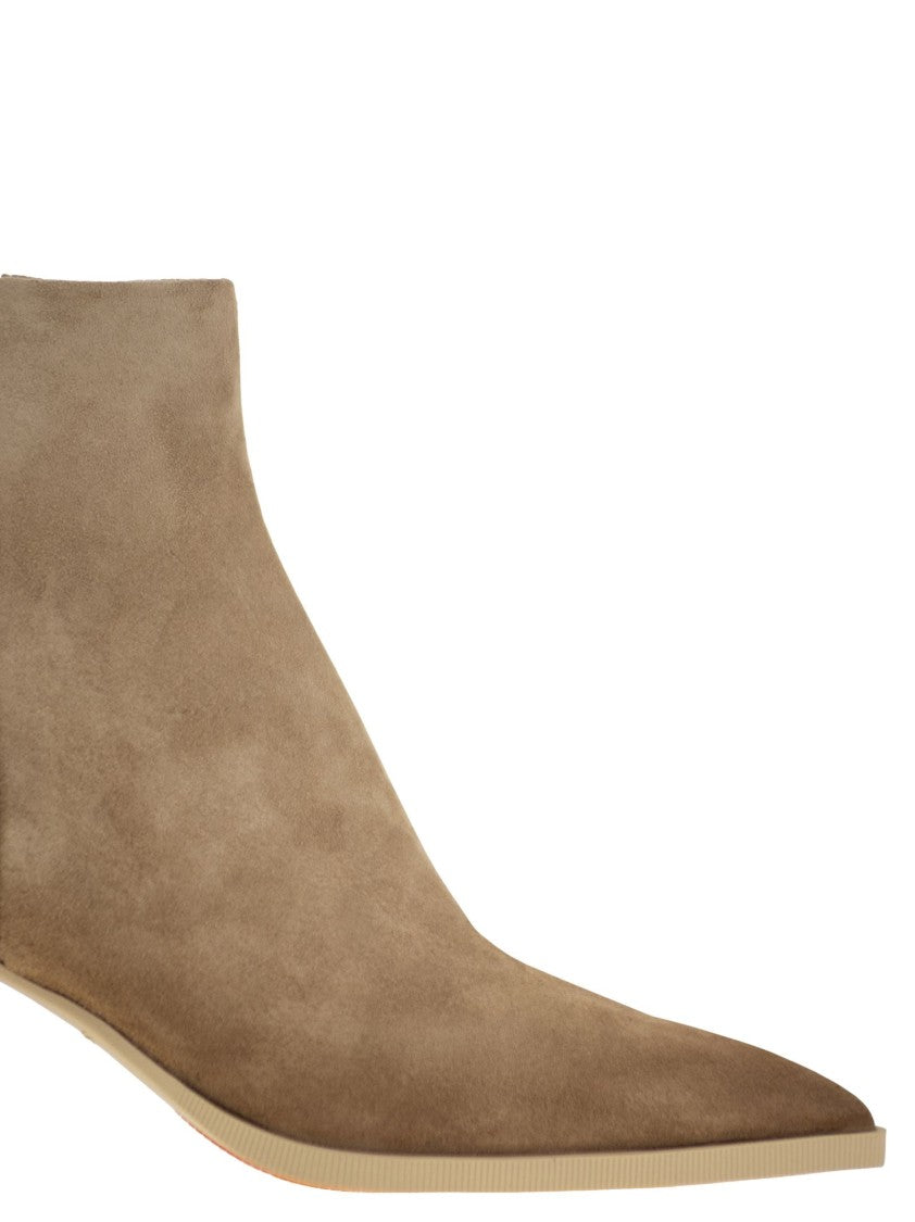 Santoni Mid-Heel Suede Ankle Boots