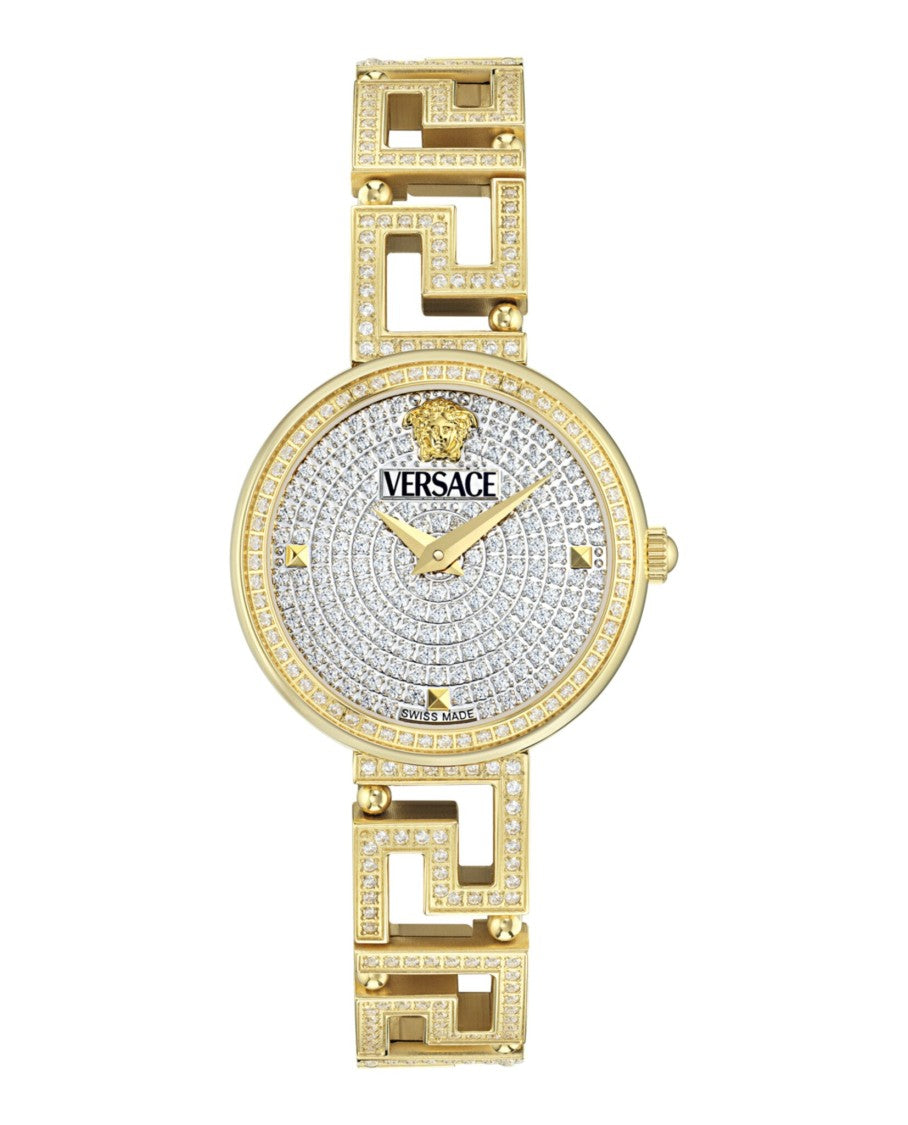 Versace Greca Goddess Diamond Watch With Yellow Gold Case
