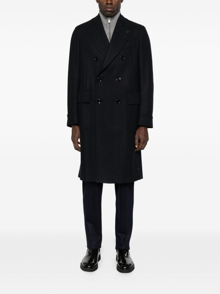 Lardini Double-Breasted Wool And Cashmere Overcoat