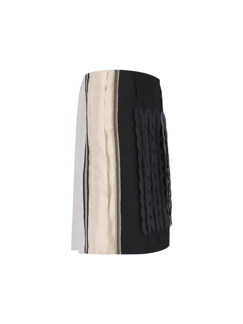 Marni Black Oversized Round Sequin Panel Midi Skirt