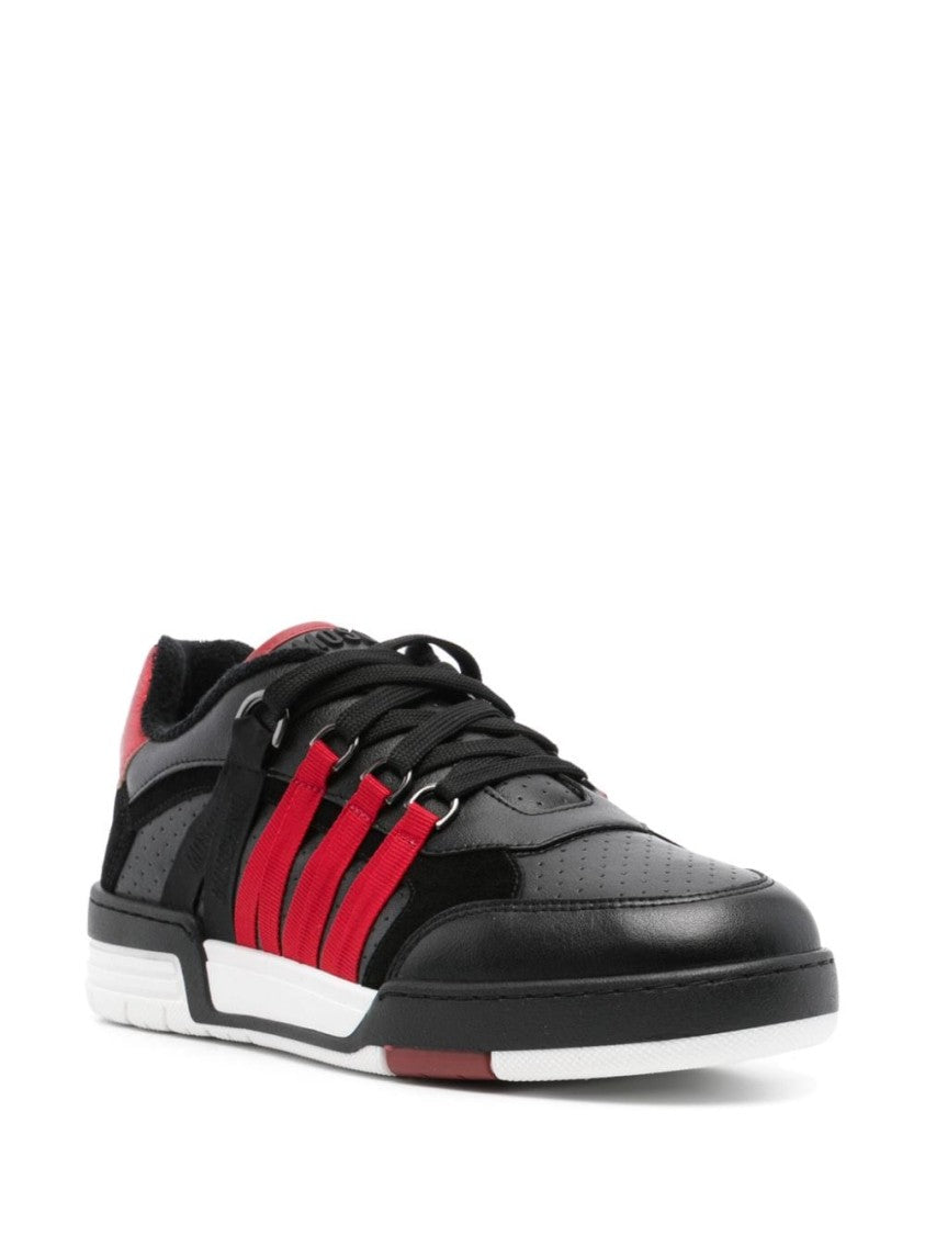 Moschino Panelled Calf Leather And Suede Sneakers