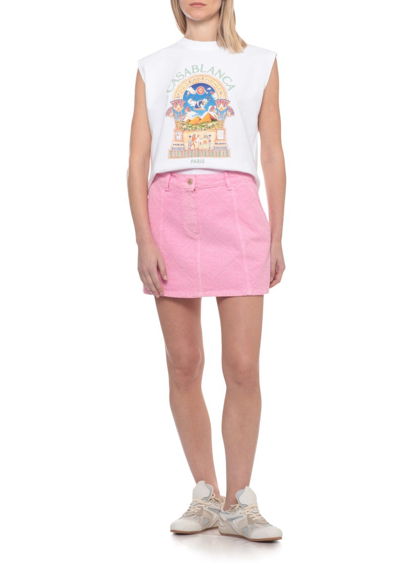 Casablanca White Bright Egyptian Arch Tank Top