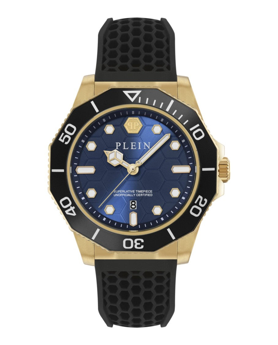 Philipp Plein Aquastorm Bracelet Watch With Blue Guilloche Dial And Textured Strap