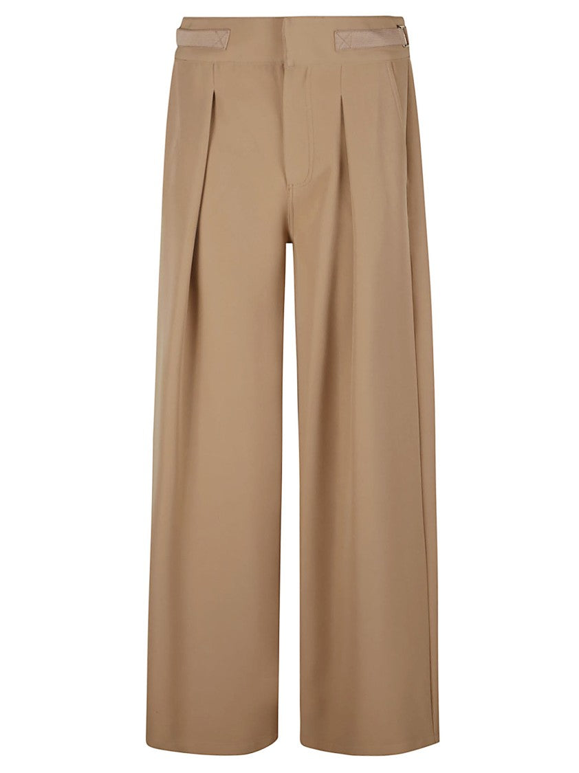 Ermanno Firenze Cropped Camel Trousers With Wide-Leg Silhouette