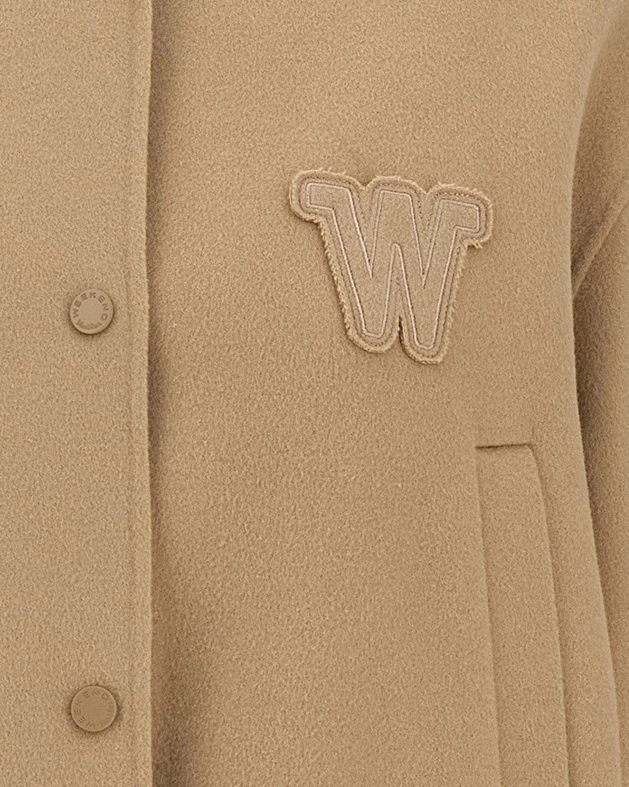Max Mara Camel Wool Blend Bomber Jacket