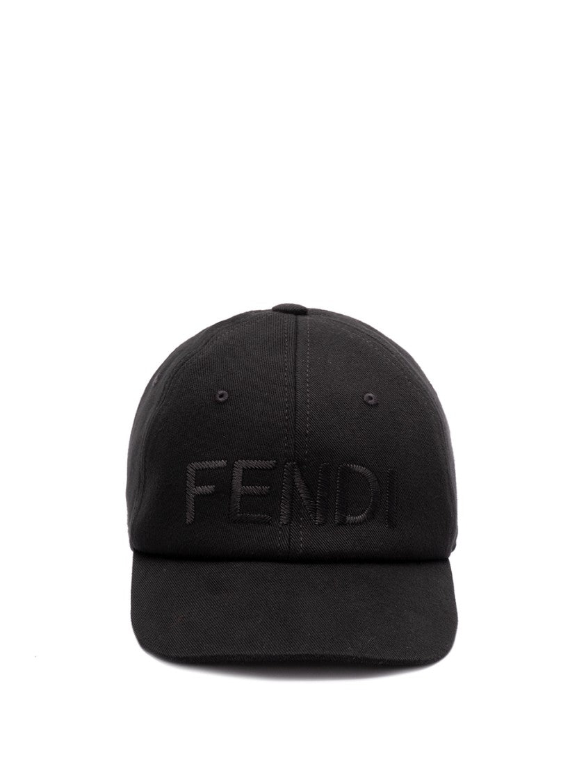 Fendi Structured Black Baseball Cap With Embossed Logo