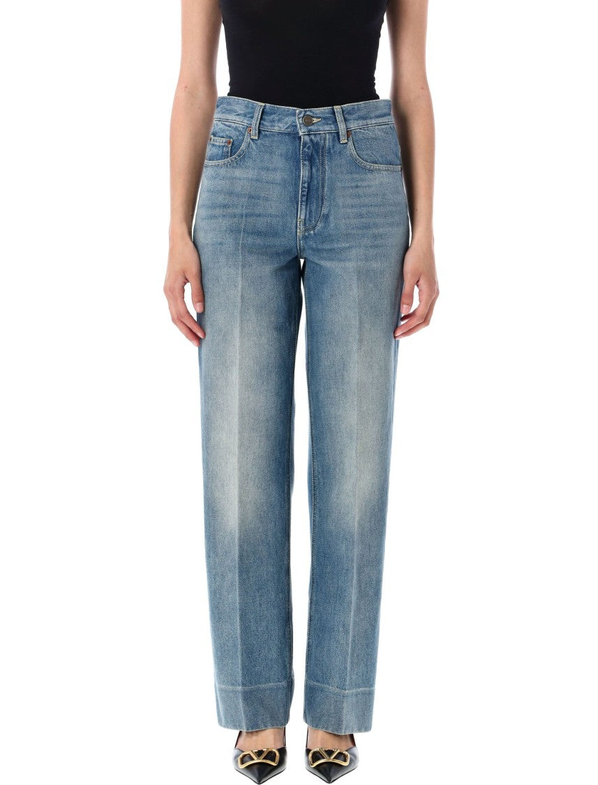 Valentino Garavani Straight-Leg Denim Jeans With Subtle Fading
