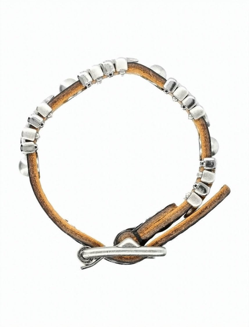 Our Legacy Leather Bracelet With Vintage Charm