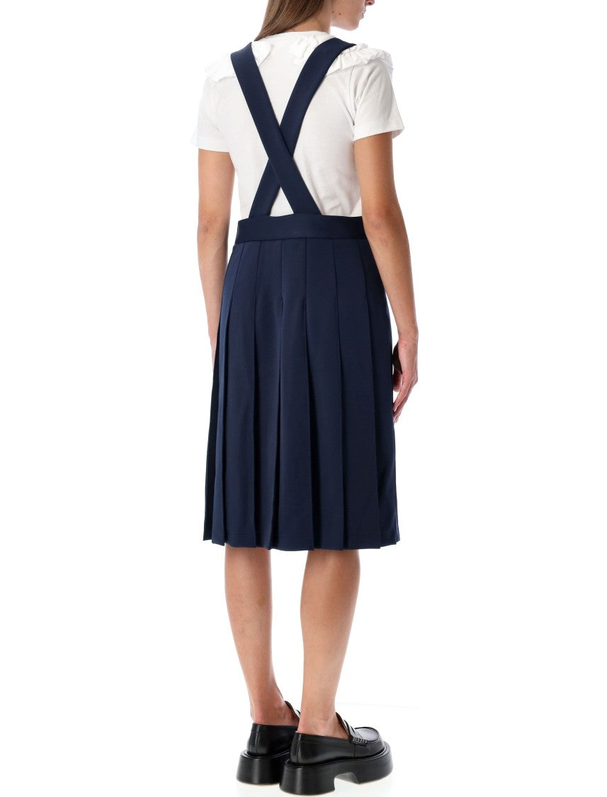 Comme Des Garçons Midi Salopette With Pleated Skirt
