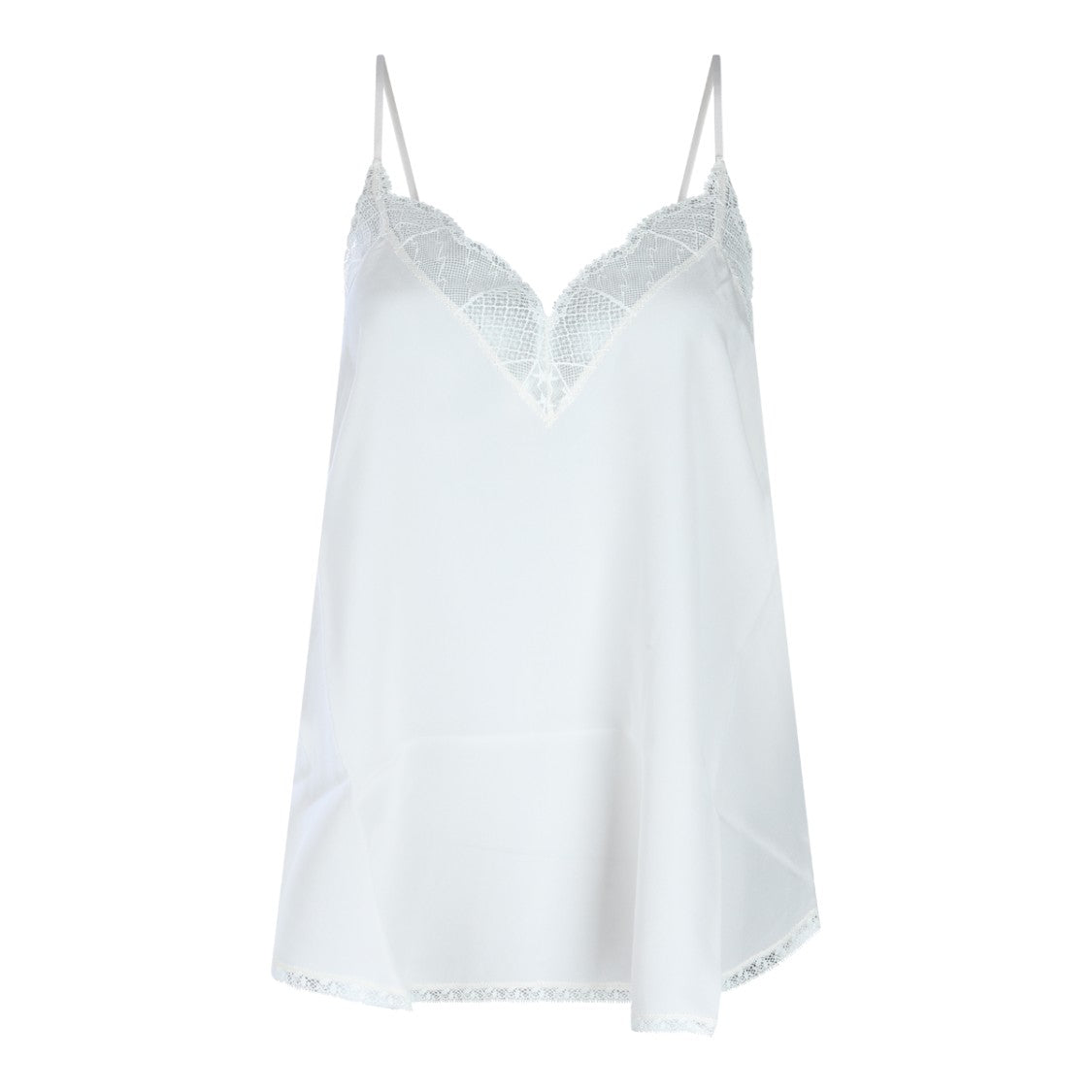 Zadig & Voltaire Silk Top With Intricate Lace And V-Neckline