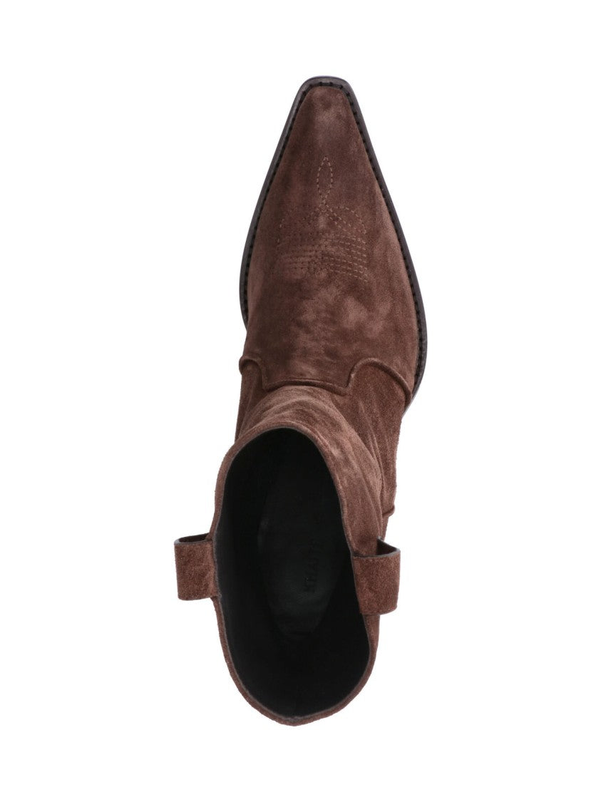 Khaite Brown Klive Pointed-Toe Block-Heel Suede Boots