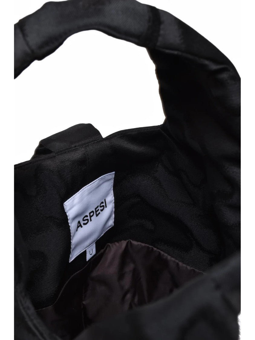 Aspesi Black Compact Drawstring Polyester Tote Bag