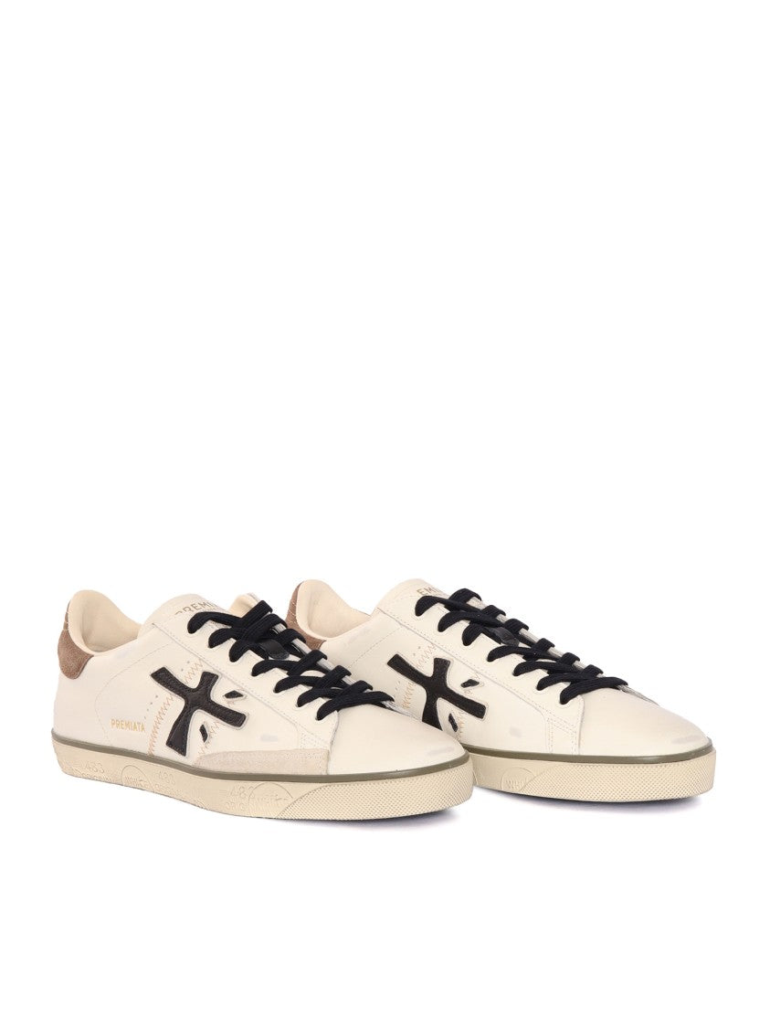 Premiata Calf Leather Sneakers With Textured Sole And Contrasting Interior