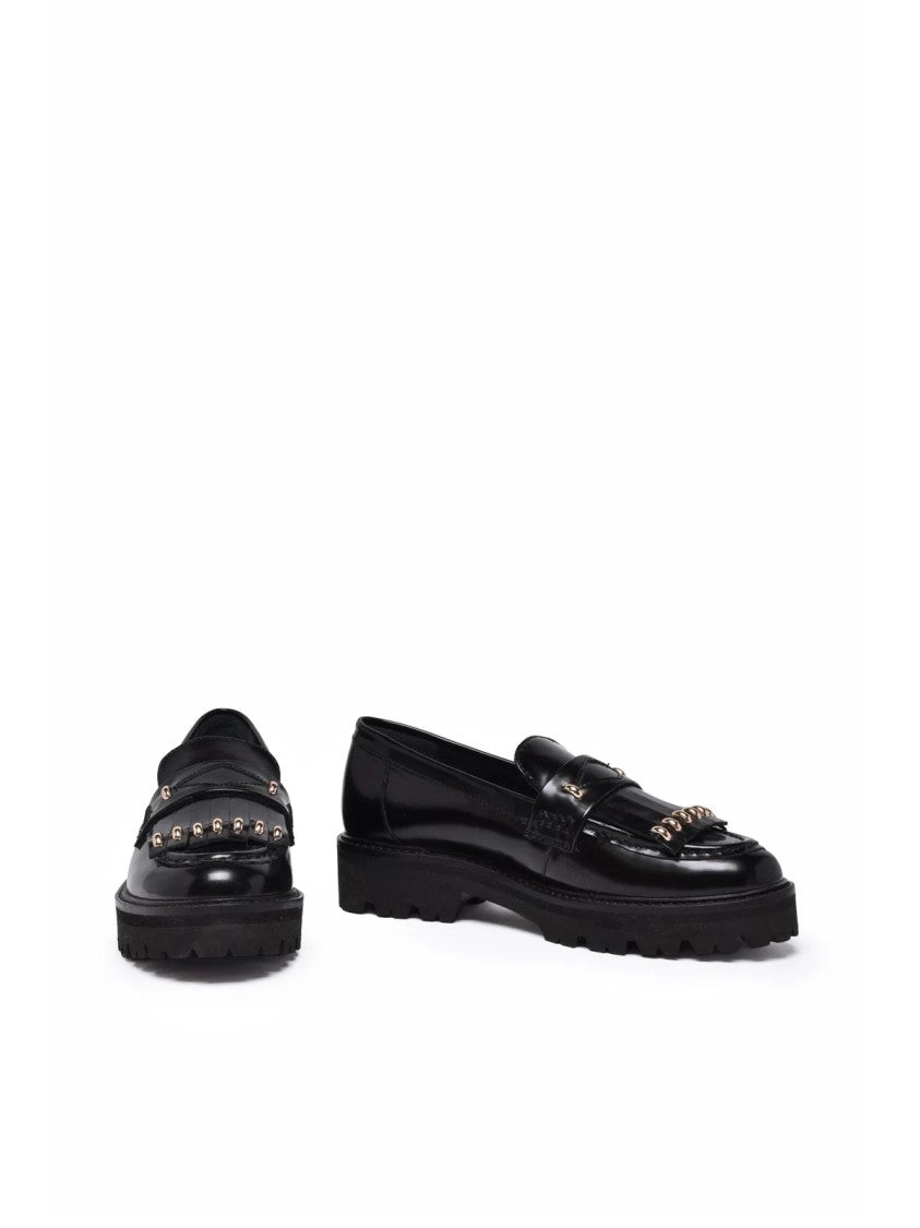 Marella Black Leather Valzer Loafers