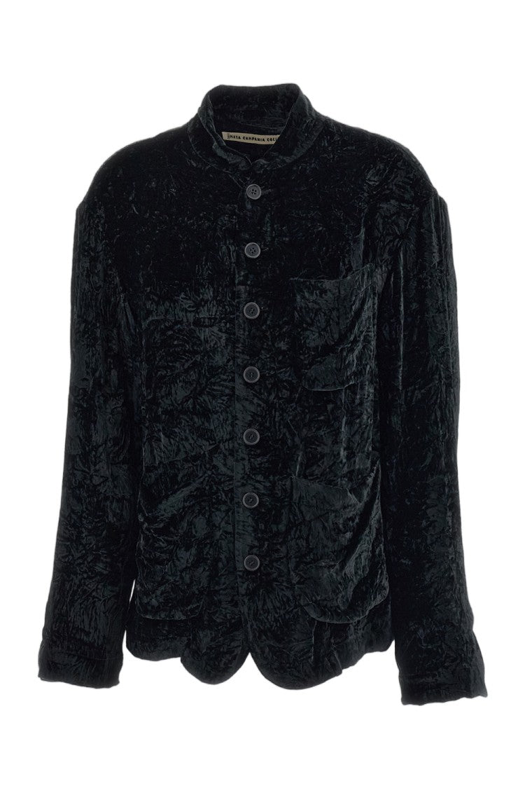Meta Campania Black Julian Stand Collar Crinkled Velvet Jacket