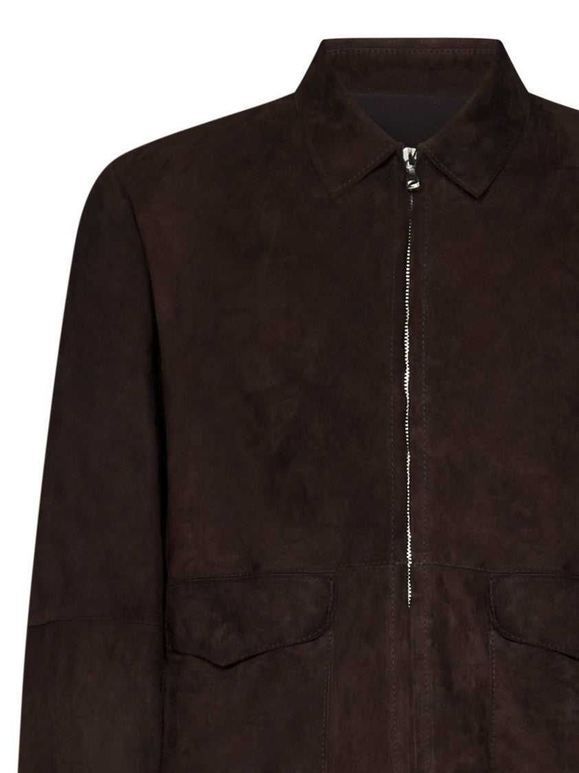 Franzese Collection Tailored Dark Brown Suede Bomber Jacket