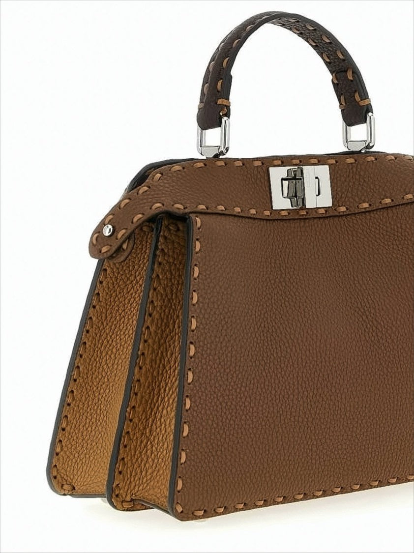 Fendi Trapezoidal Calf Leather Shoulder Bag