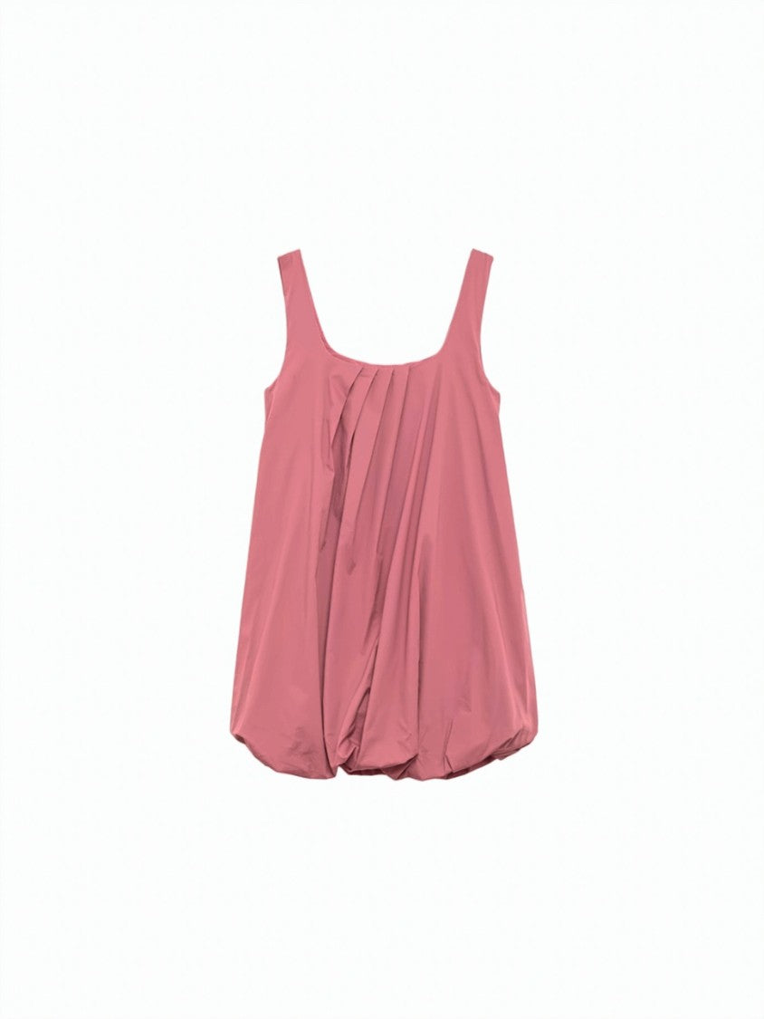 Alpha Studio Gathered Pleats Elastic Hem Poplin Sleeveless Balloon Dress