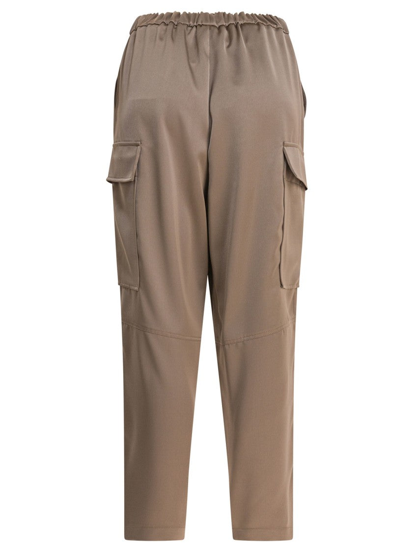 Semper Tapered Beige Cargo Pants With Mid-Rise Waistband