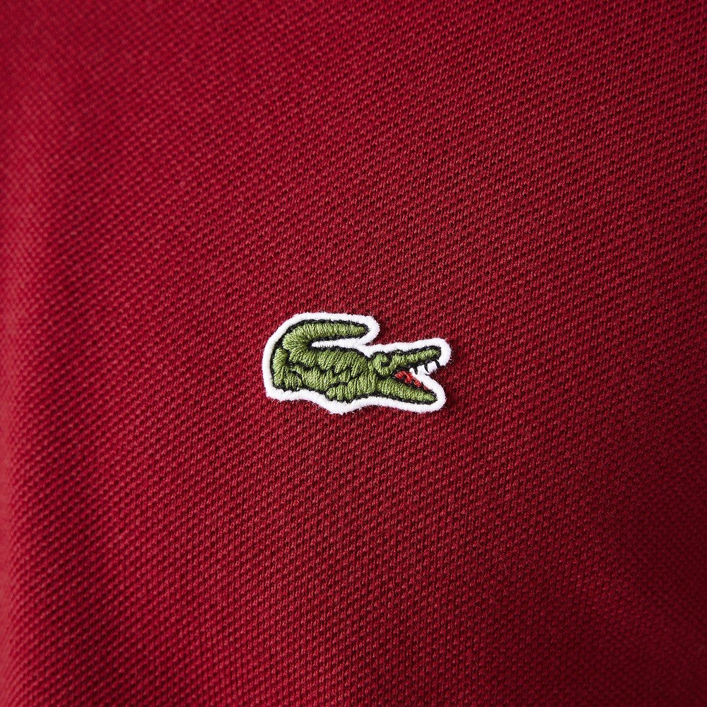 Lacoste Bordeaux Long Sleeve Polo With Mother-Of-Pearl Buttons