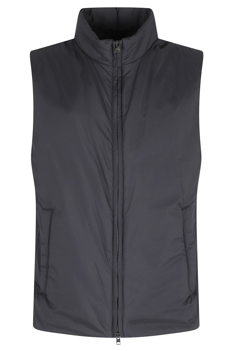 Herno Blue Down High-Collar Zippered Polyamide Vest