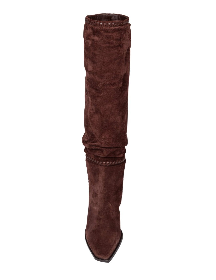 Jimmy Choo Hart Stitch Knee Boot 60 In Chocolate Suede