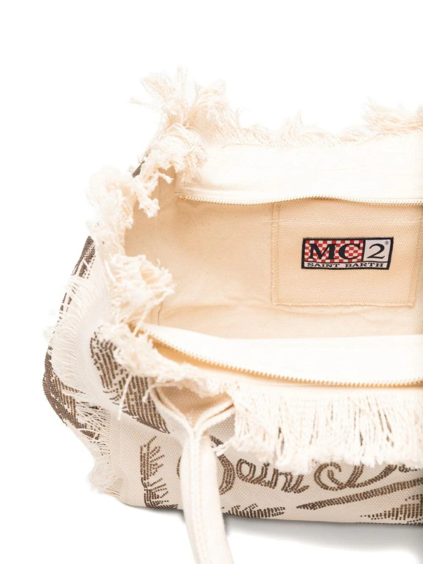 Mc2 Saint Barth Rectangular Tote Bag With Fringed Edge